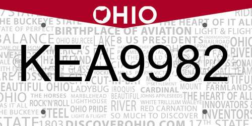 KEA9982 Ohio License Plate