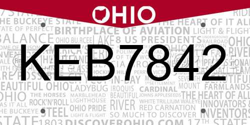 KEB7842 Ohio License Plate