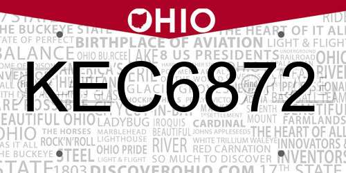 KEC6872 Ohio License Plate