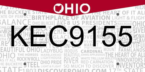 KEC9155 Ohio License Plate