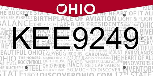 KEE9249 Ohio License Plate