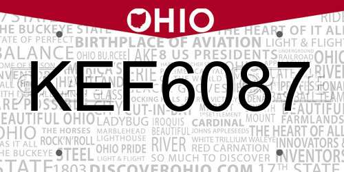 KEF6087 Ohio License Plate