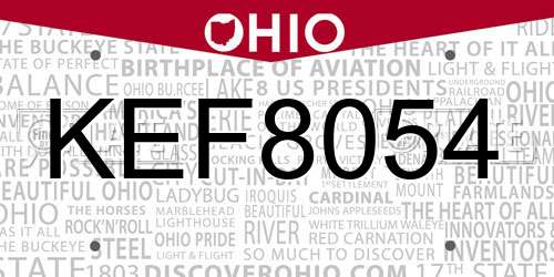 KEF8054 Ohio License Plate
