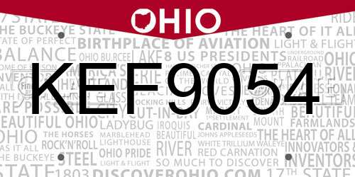 KEF9054 Ohio License Plate
