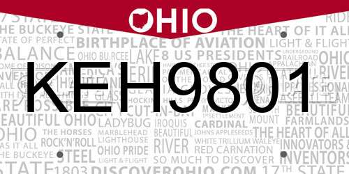KEH9801 Ohio License Plate