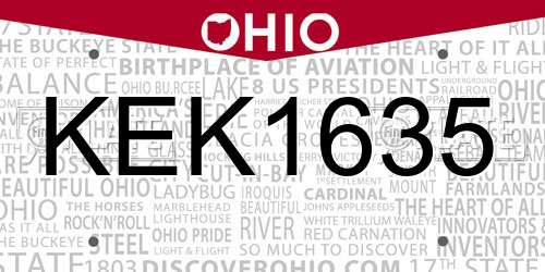 KEK1635 Ohio License Plate