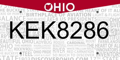 KEK8286 Ohio License Plate