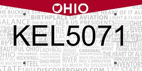 KEL5071 Ohio License Plate