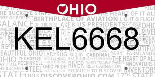 KEL6668 Ohio License Plate