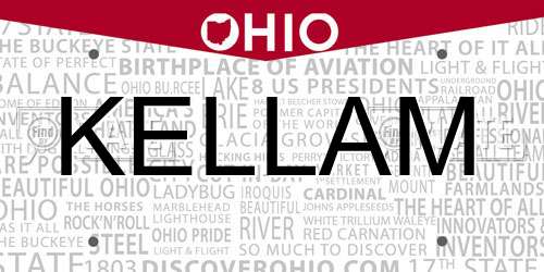 KELLAM Ohio License Plate