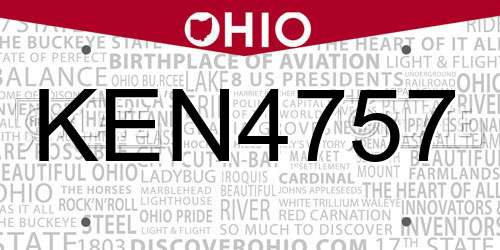 KEN4757 Ohio License Plate