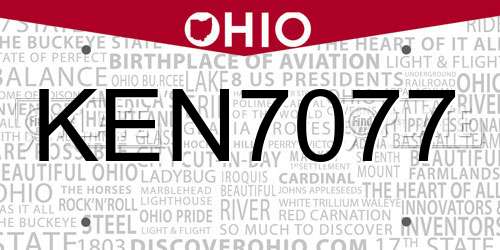KEN7077 Ohio License Plate