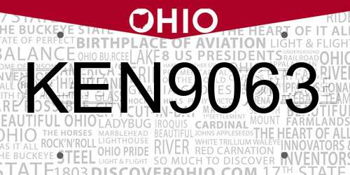 KEN9063 Ohio License Plate
