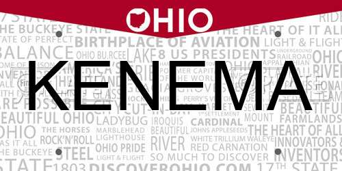 KENEMA Ohio License Plate