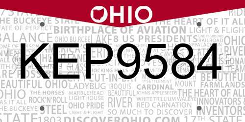 KEP9584 Ohio License Plate