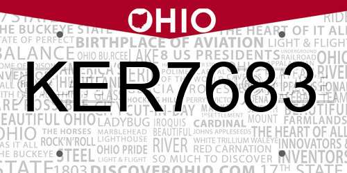 KER7683 Ohio License Plate