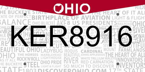 KER8916 Ohio License Plate
