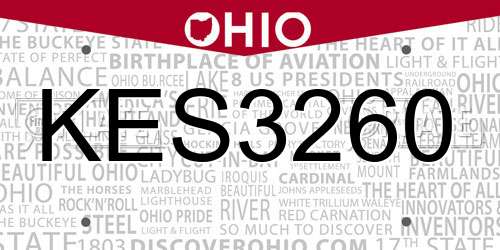 KES3260 Ohio License Plate