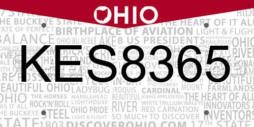 KES8365 Ohio License Plate