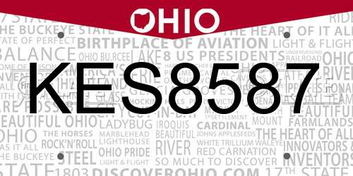 KES8587 Ohio License Plate