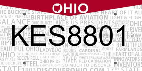 KES8801 Ohio License Plate