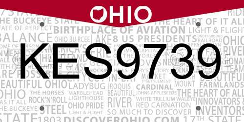 KES9739 Ohio License Plate