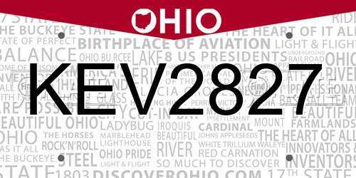 KEV2827 Ohio License Plate