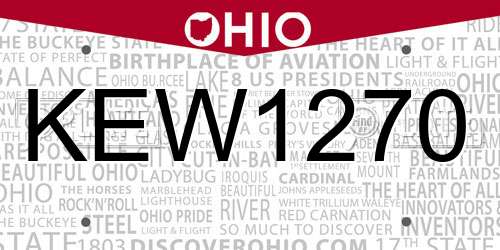 KEW1270 Ohio License Plate