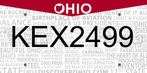 KEX2499 Ohio License Plate