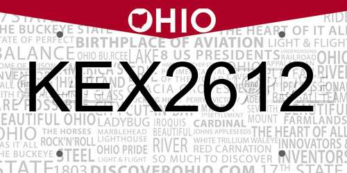 KEX2612 Ohio License Plate