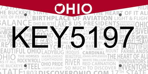 KEY5197 Ohio License Plate