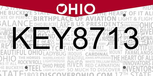 KEY8713 Ohio License Plate
