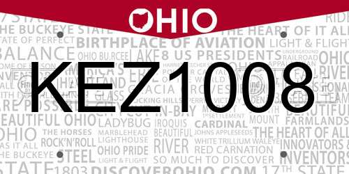 KEZ1008 Ohio License Plate