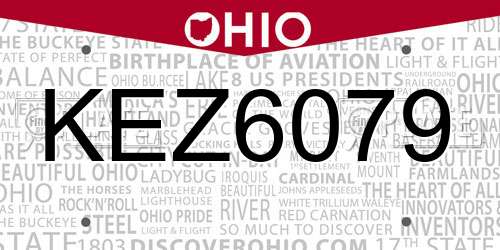 KEZ6079 Ohio License Plate