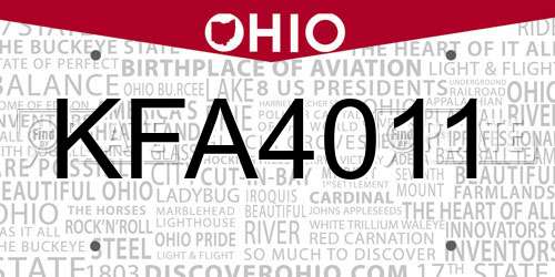 KFA4011 Ohio License Plate