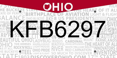 KFB6297 Ohio License Plate