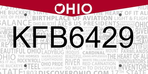 KFB6429 Ohio License Plate