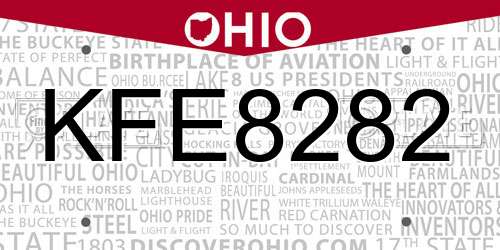 KFE8282 Ohio License Plate