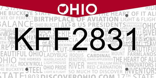 KFF2831 Ohio License Plate