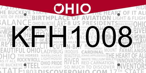 KFH1008 Ohio License Plate