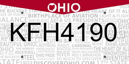 KFH4190 Ohio License Plate