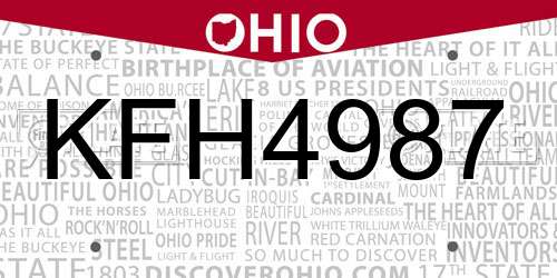 KFH4987 Ohio License Plate