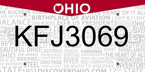 KFJ3069 Ohio License Plate