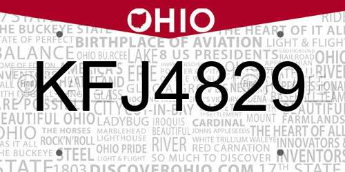 KFJ4829 Ohio License Plate