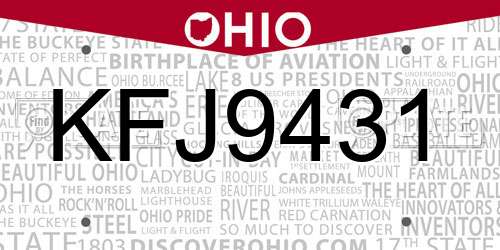 KFJ9431 Ohio License Plate