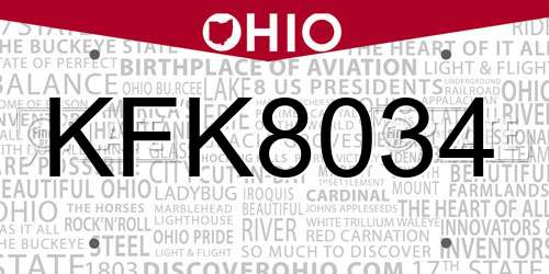 KFK8034 Ohio License Plate