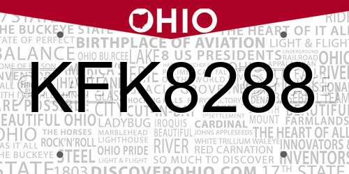 KFK8288 Ohio License Plate