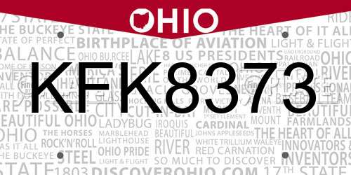 KFK8373 Ohio License Plate