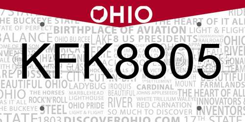 KFK8805 Ohio License Plate