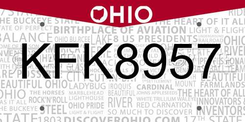 KFK8957 Ohio License Plate
